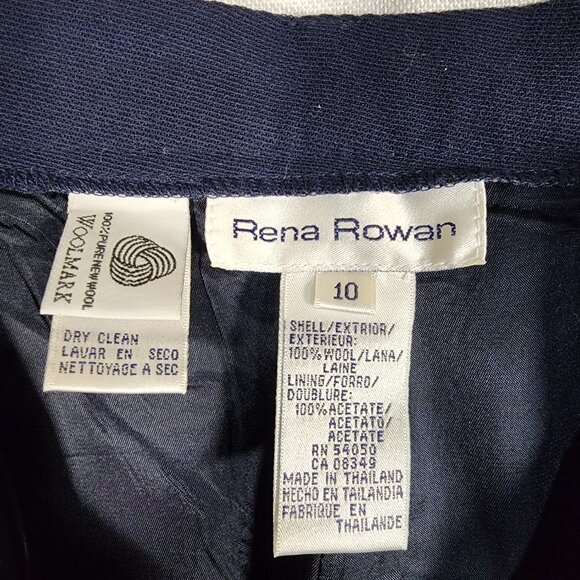 Rena Rowan Vintage Wool Satin Lined Slacks Blue Size 10 34 Inseam - Picture 4 of 4